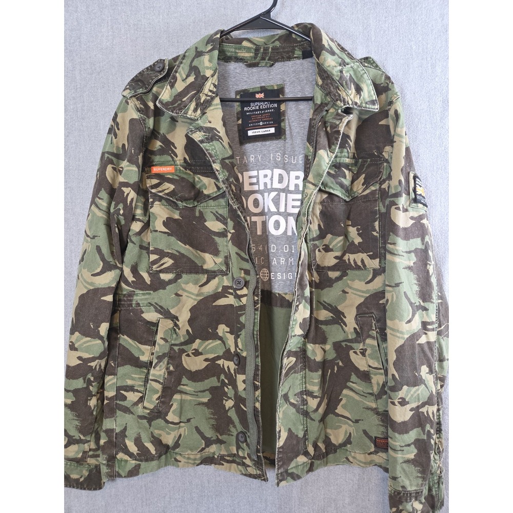 Superdry Mens L Camo Rookie Edition Military Issue Inspired Jacket Grunge Gorp